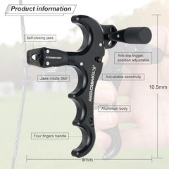 4 Finger Grip Thumb Trigger Archery Release Aid for Compound Bow 360° Rotate