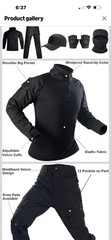 Tactical Suit,Military Pants and Shirt,Cap Gloves Balaclava Set,Black Uniform…