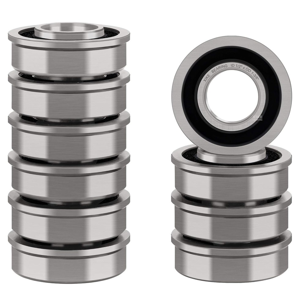 XiKe 10 Pack Flanged Ball Bearing ID 1/2″ x Wheel Bearings 1/2 x OD 1-3/8