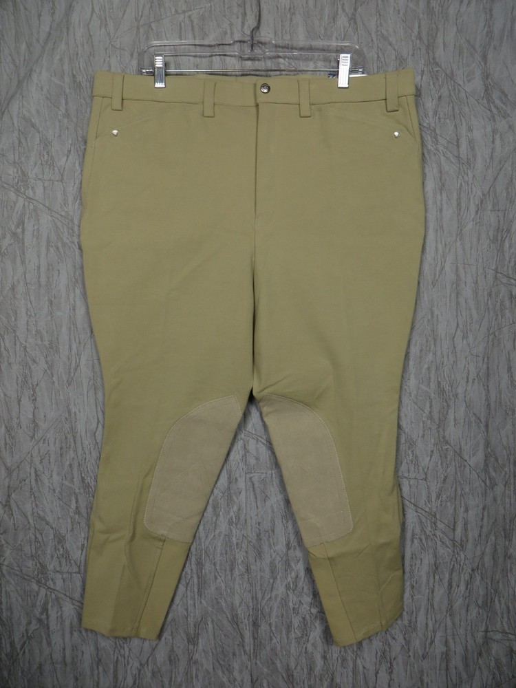 Ariat Heritage Front Zip Breeches 38R Tan Knee Patch Riding Pants Equestrian Men