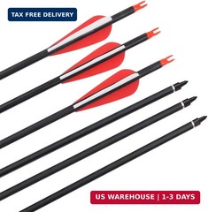 Elong 6/12PCS 26/28/30″ Arrows for Compound Bows,Carbon Hunting Arrows for Arche