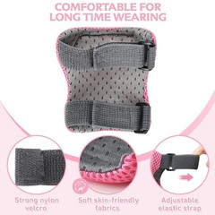 6 in 1 Kids 3-10 Years Knee Elbow Pads Protective Gear Set for Skating Cycling B
