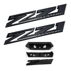 (Set of 3) 2019-2024 2pack Hood Z71 Off Road Emblems Plus 2 All Black+Grille