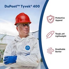 DuPont Tyvek 400 TY122S Disposable Protective Coverall with Elastic Cuffs