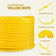 1/4» 100′ Yellow Poly Twisted Rope