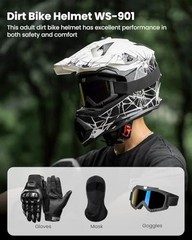 Adult Dirt Bike Helmets Men Women Motocross ATV Off Road Large Black White