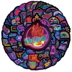 30Pcs Random Cool Neon Waterproof Vinyl Stickers For Water Bottle Laptop