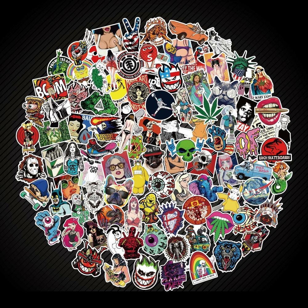 300PCS Random PVC Stickers Bomb Vinyl helmet Laptop Luggage Decals Dope Sticker