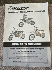 RAZOR DIRT ROCKET SX250 MX500 MX650 Owner’s Manual