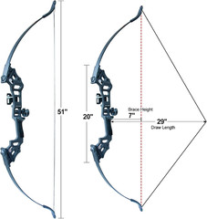 Recurve Bow Set for Adults – 51″ Takedown Bow with 12 Arrows, 30-50Lb Options