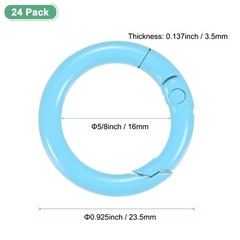 24-Pack Metal Spring O Rings, 5/8″ Zinc Alloy Keyring Buckle [Light Blue]