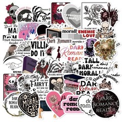 20Pcs Random Gothic Punk Dark Red Romance Skull Book Bookish Reading Stickers