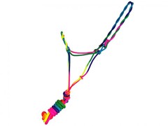 Pony Size Bright Multicolor Ombre Cowboy Knot Rope Halter w/ Lead