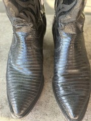 Justin Black Lizard Print Western Cowboy Boots Women s Size 7 1/2B