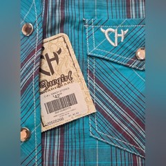 Cowgirl Hardware Women’s Small Turquoise Plaid Western Snap Shirt Bridle