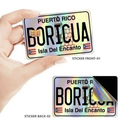 HOLOGRAPHIC REFLECTIVE BORICUA PUERTO RICO License Plate Skin Sticker Cover Set