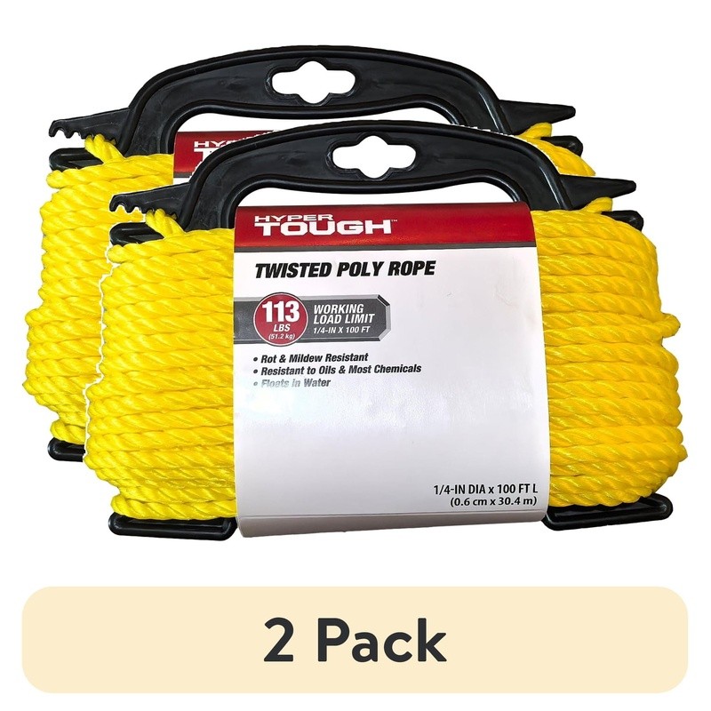 Polypropylene Twisted Rope 1/4in 100ft Strong Flexible Floats Mildew Resistant