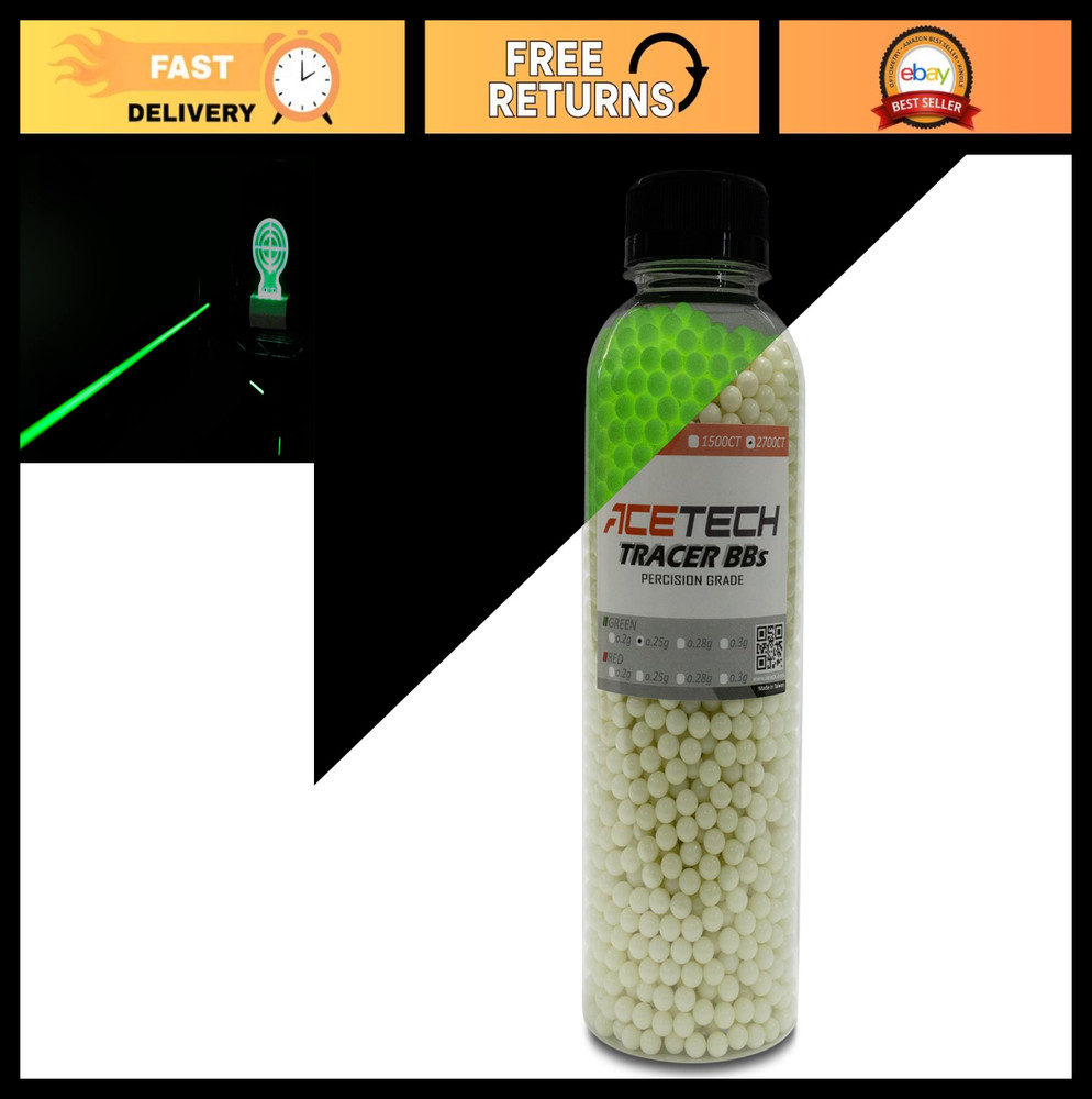 Glow in the Dark 6mm BBs for Airsoft – 0.25g Multi-Polished Green Tracer Balls