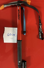 Stubai Tour Lite Ice Axe 60cm, Red with Wrist Strap – Ice Climbing Equipment