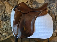 18″ Schleese Link I Havana Brown Monoflap Dressage Saddle X- Wide Tree