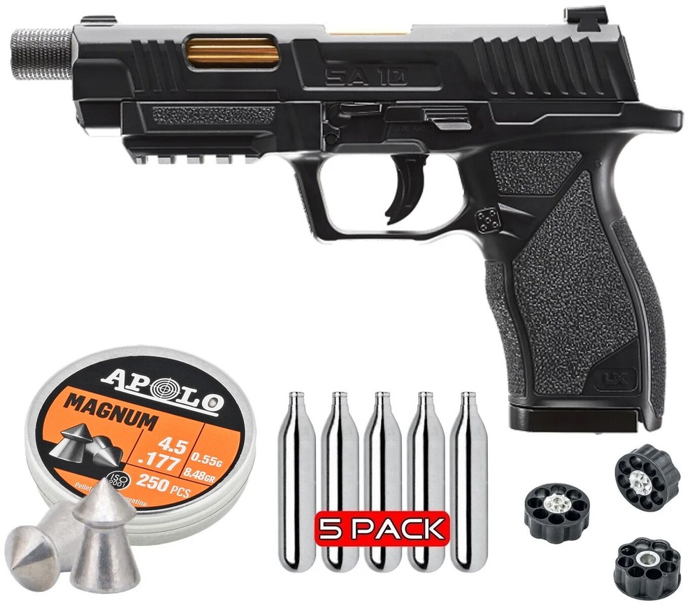Umarex SA10 Air Pistol, .177 Cal w/ 250 Pellets & CO2 Bundle (2252113)