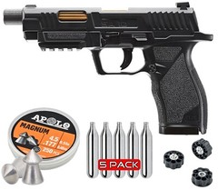 Umarex SA10 Air Pistol, .177 Cal w/ 250 Pellets & CO2 Bundle (2252113)