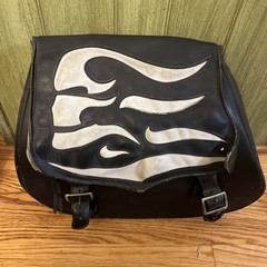 2 Heavy-duty Motorcycle US Saddlebags Large Leather Pair Flames Set Black Lock