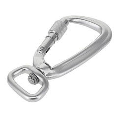 C5810 Silver Semi-Matte, Screw Lock Swivel Carabiner, Aluminum