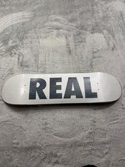 New Real Logo Skateboard Deck White Blue Art Graphic Skateboarding Street 8.25