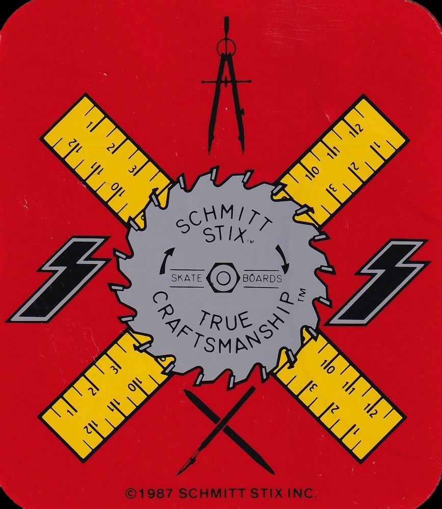Vintage 1987 Schmitt Stix INC Skateboards True Craftsmanship Sticker