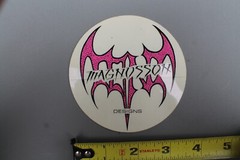 Magnusson Designs Clear Neon Pink Gothic Bat Z86A Vintage Skateboarding STICKER
