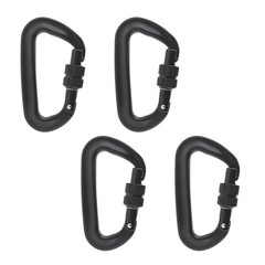 Heavy Duty 4 Pack 12 KN D-Shaped Locking Carabiners Clip Aviation Aluminum
