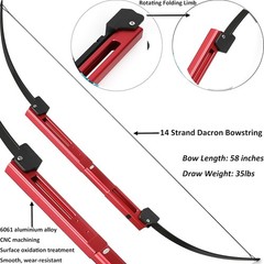 58″ Recurve Bow 35 lbs Folding Bow CNC Portable RH/LH Archery Hunting Bow Arrow