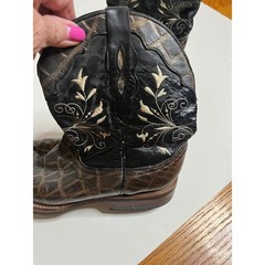 Ferrini Women’s Caiman Croc Print Western Square Toe 610939 7 1/2 B
