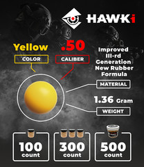 Hawki .50 Caliber Training Paintball Reusable Rubber Balls 300 pack Yellow