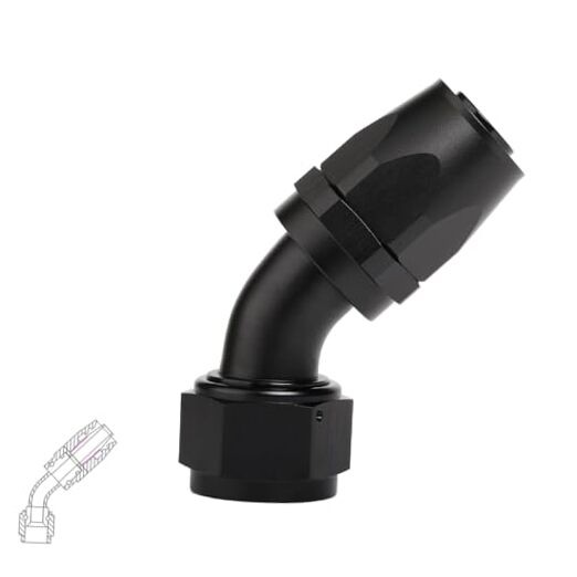 45 Degree Swivel Hose End Fitting – 360° Rotatable AN Adapter 16AN 45-Degree