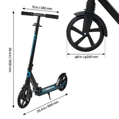 Foldable Kick Scooter Adjustable Scooter 220LBS for Age 8+ Kids, Teens, Adults