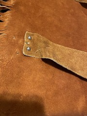 Vintage 70s/80s Kids Real Leather Western Cowboy Chaps With Fringe 21″