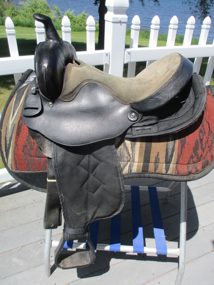 15» SQH BARS SIMCO black Western barrel/ trail saddle leather & cordura USA