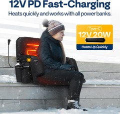 24.5» Heated Stadium Seat Bleacher Chair w/ 12V 20W PD Fast Charging 3 Levels