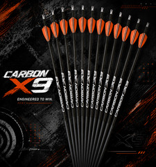 CARBON X9 300/ 350/400/ 500 spine Complete Arrow 6/ Half Dzn Fletched UN CUT