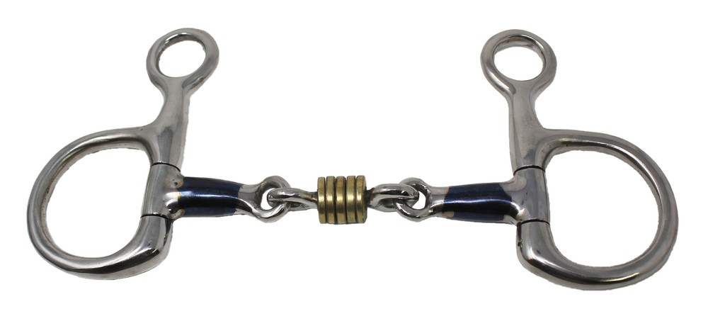 Stainless Steel 3-Piece Dog Bone Snaffle Baucher Bit w/ Copper Rings 35433