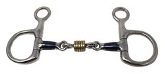Stainless Steel 3-Piece Dog Bone Snaffle Baucher Bit w/ Copper Rings 35433