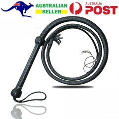 Genuine Cow Hide Leather 04 Feet Long 12 Plaits Weaving Bull Whip Black Handmade