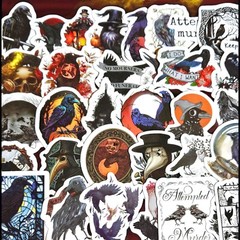 100 Pcs Gothic Raven Theme Stickers Lot For Laptops, Skateboards, Journal & More