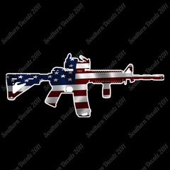 AR 15 American Flag Gun Firearm With Scope – Vinyl Decal Sticker