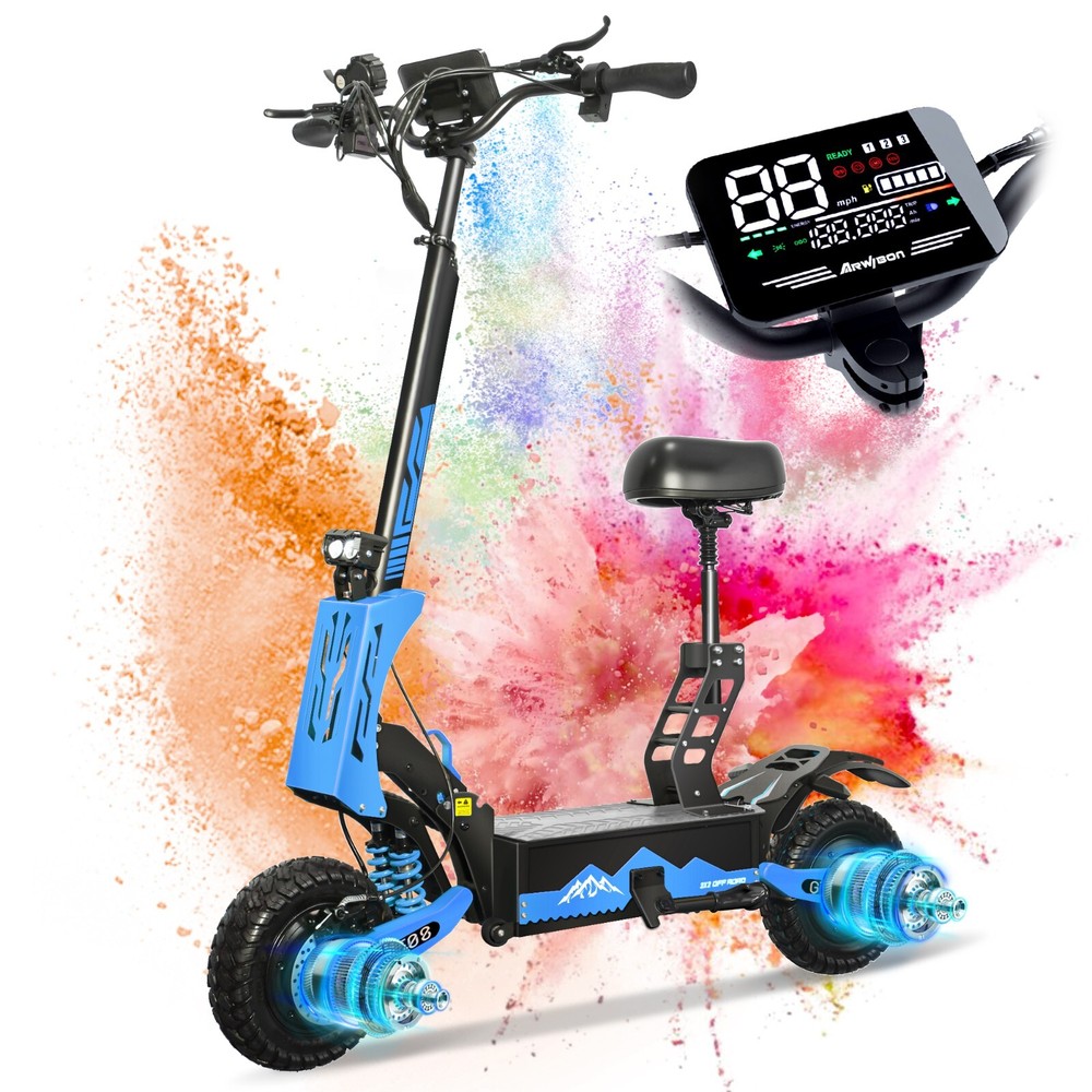 Off-road Electric Scooter For Adults 5600W 60V 27AH 50MPH E-Scooter With Seat
