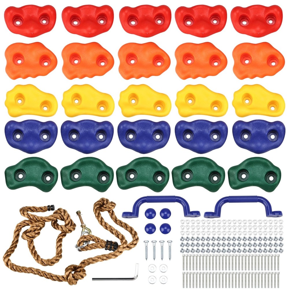 Yaegoo 25pcs Rock Climbing Holds, Rock Climbing Holds with Climbing Rope and …