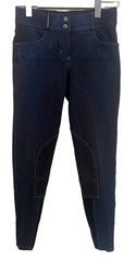 Romph Full Seat Breeches Equestrian Riding Pants Blue/Blk Animal Print Size 24R