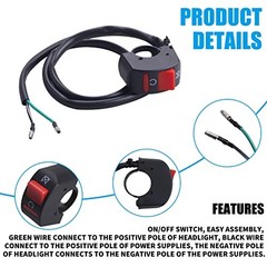 JINGKE 7/8» 22mm Handle Kill On Off Switch for ATV Motorcycle Scooter Go Kart